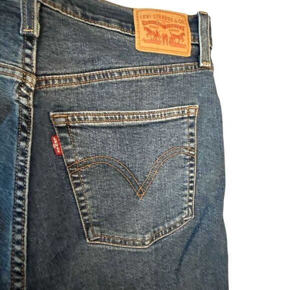 Levi's Ribcage Bell High Rise Zip Fly Wide Leg Flared Denim Jeans Blue Size 31 - Picture 5 of 8